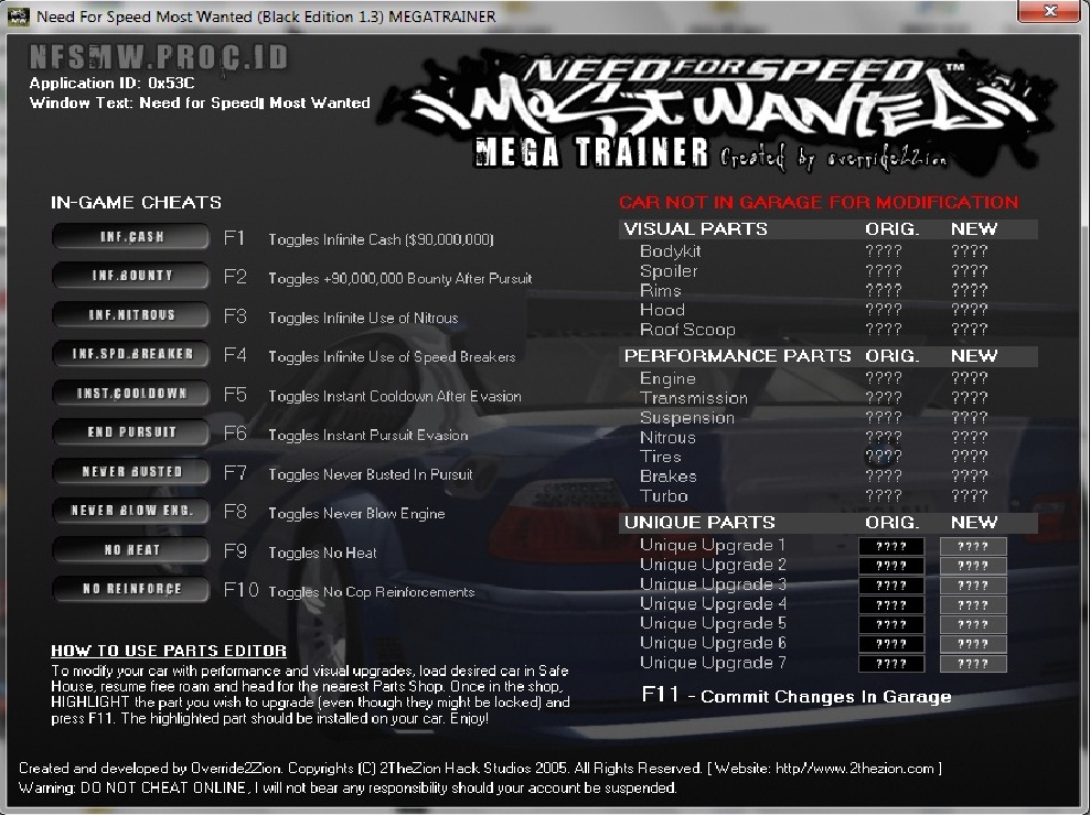 Cheat kode Need for Speed Most Wanted