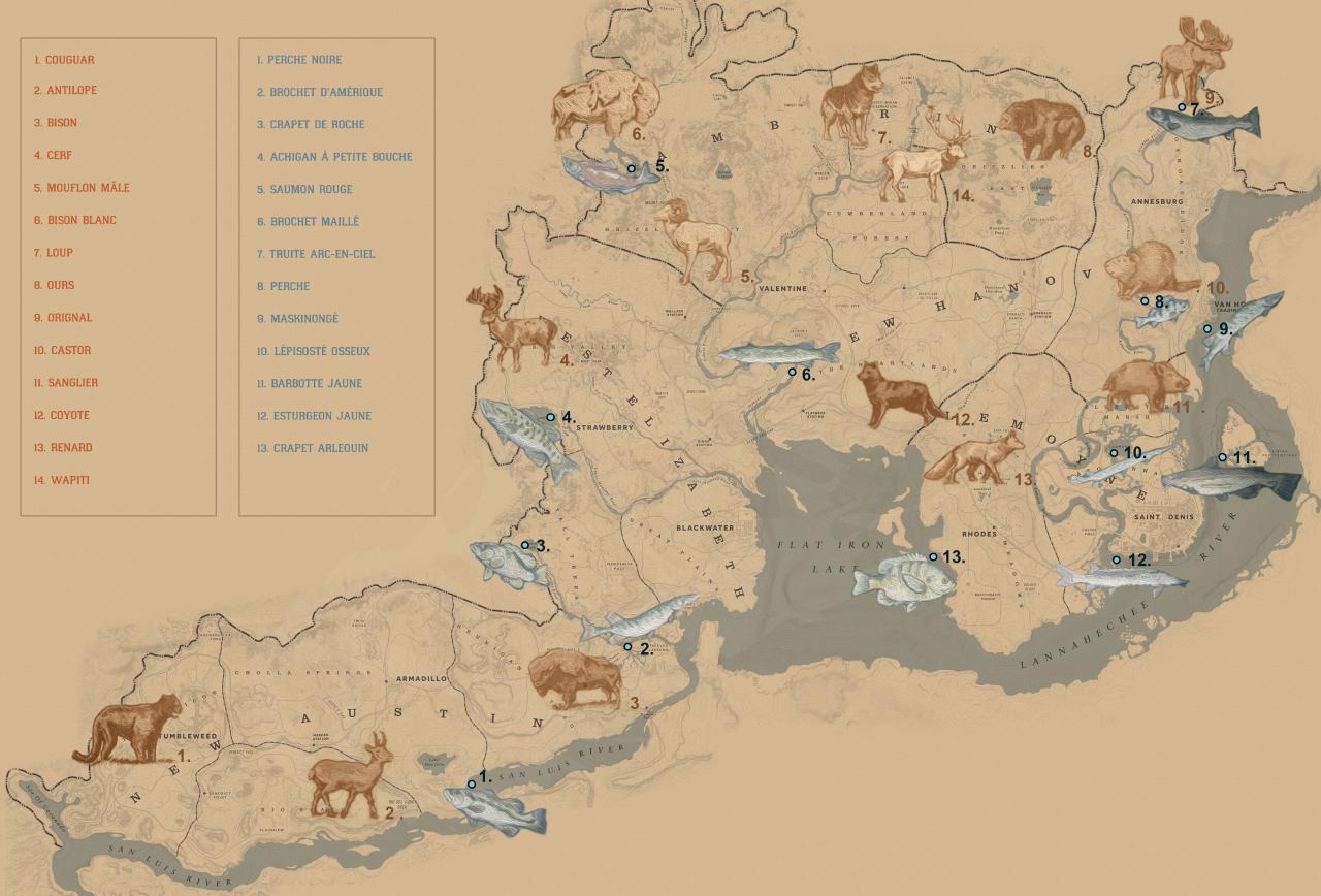 Animals dead redemption map red animal legendary rdr habitat maps world